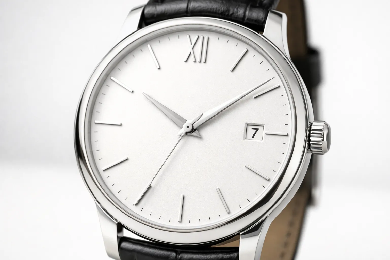 Minimal dress watch dial detail
