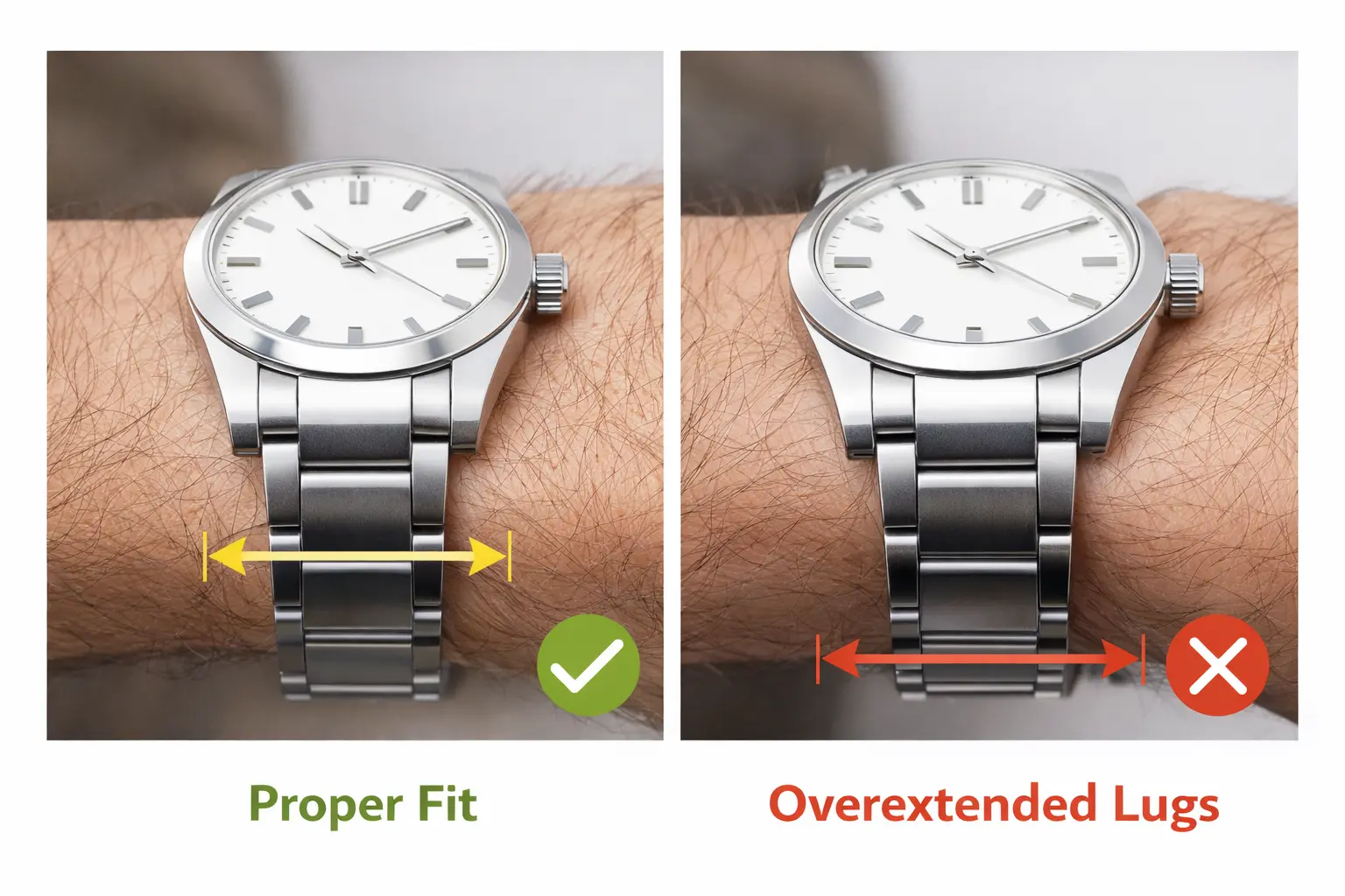 Proper fit vs overextended lugs comparison