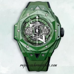 Replica Hublot Big Bang Sang 418.GX.5207.RX.MXM22 Bleu Green Ceramic 45mm UNICO Chronograph Watch