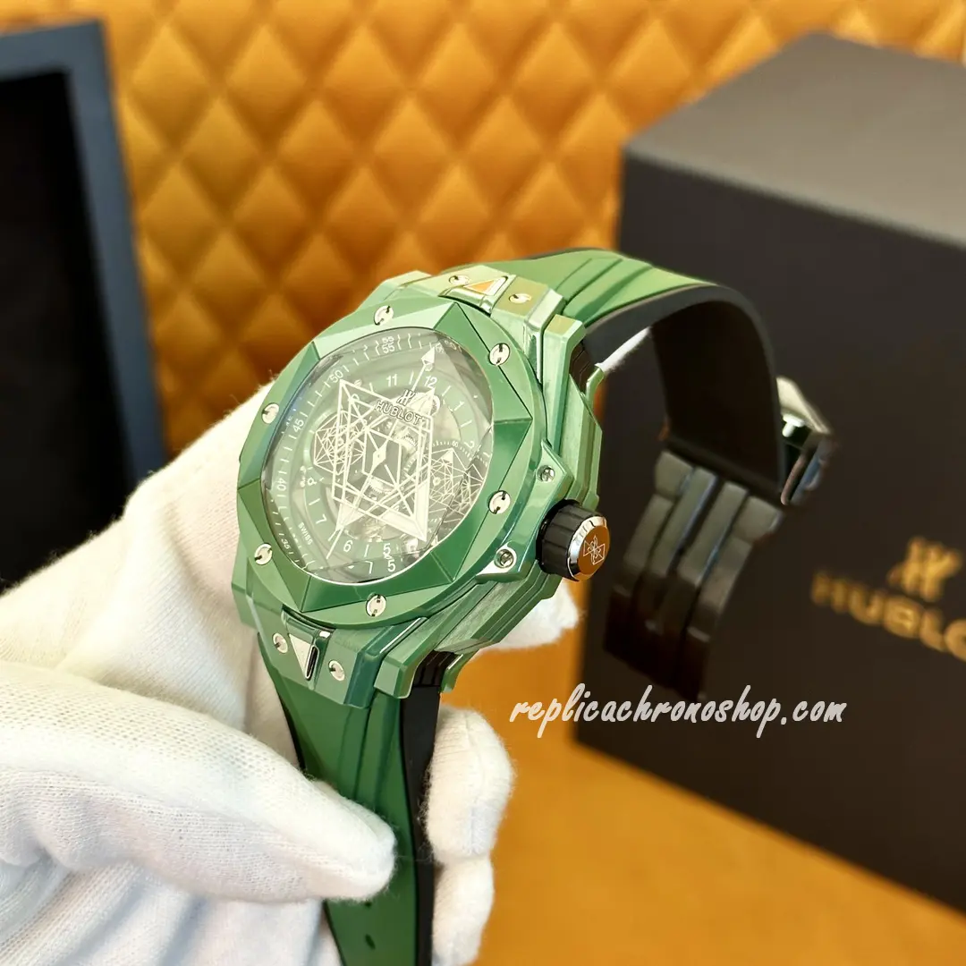 Replica Hublot Big Bang Sang 418.GX.5207.RX.MXM22 Bleu Green Ceramic 45mm UNICO Chronograph Watch - Image 4