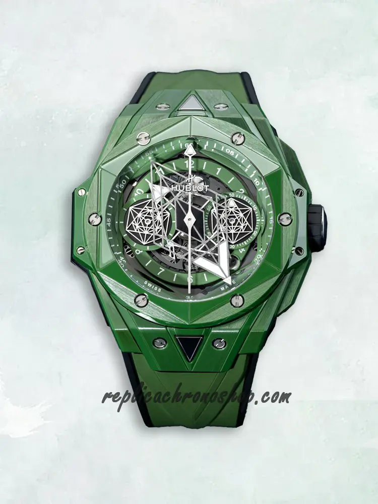 Replica Hublot Big Bang Sang 418.GX.5207.RX.MXM22 Bleu Green Ceramic 45mm UNICO Chronograph Watch