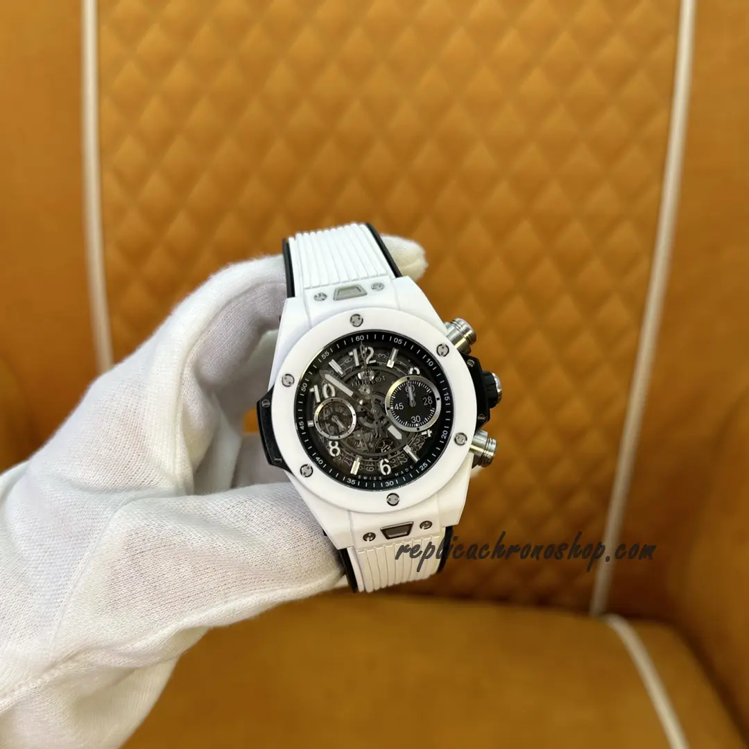 Replica Hublot Big Bang Unico 421.HX.1170.RX White Ceramic Skeleton Chronograph Watch - Image 3