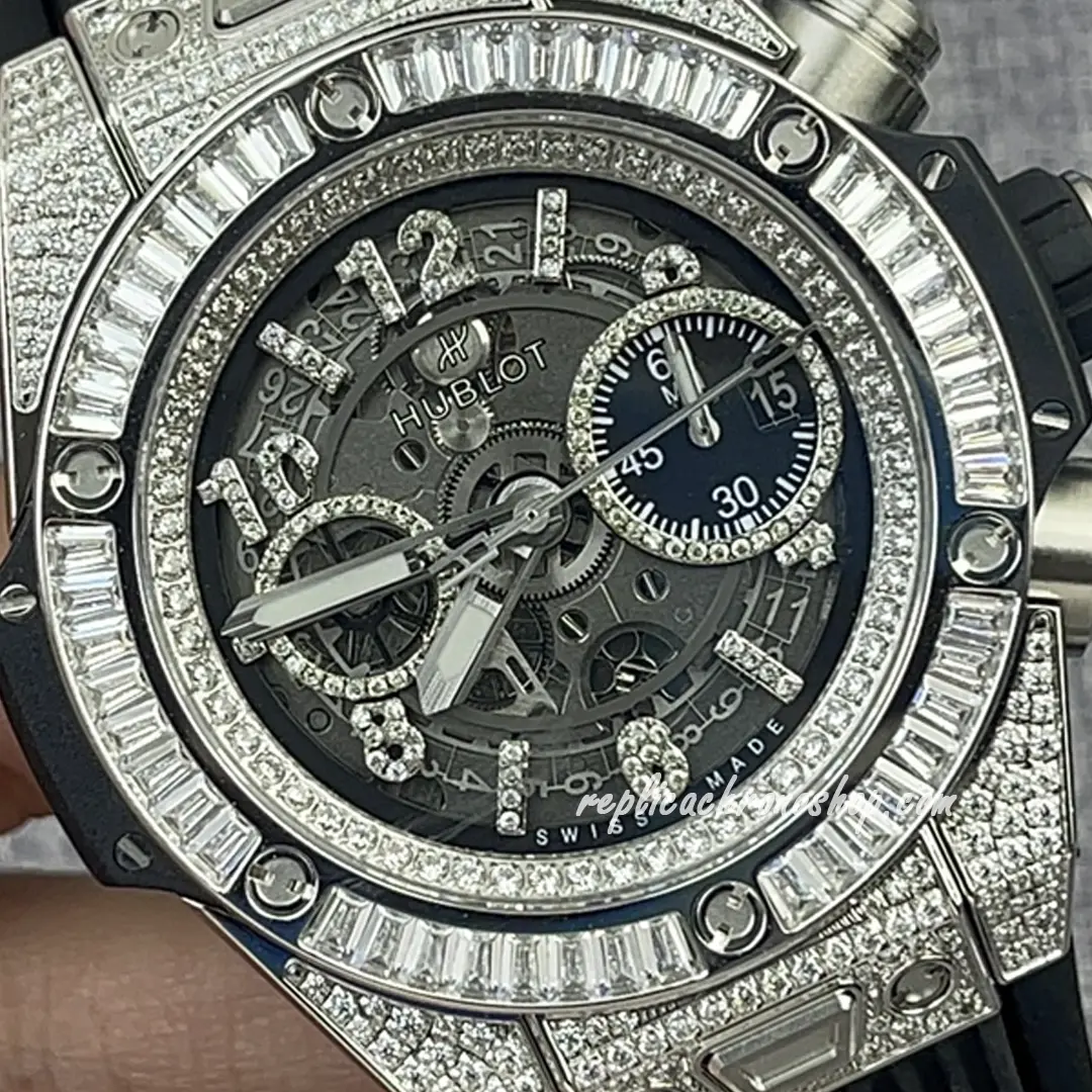 Replica Hublot Big Bang Unico 441.NX.1171.RX.0904 Diamond-Set Skeleton Chronograph Watch - Image 4