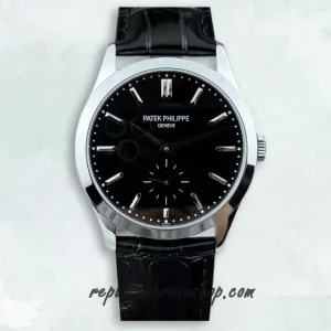 Replica Patek Philippe Calatrava 6196P-001 Black Platinum Watch with Black Dial