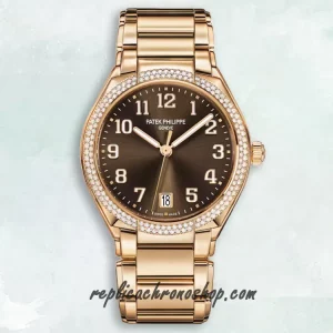 Replica Patek Philippe Twenty-4 7300/1200R-001 Rose Gold Automatic Watch with Diamond Bezel