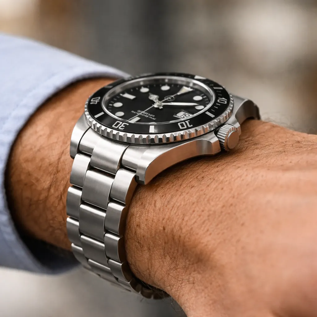 Replica watch on wrist angle test: side profile and lug-to-lug view