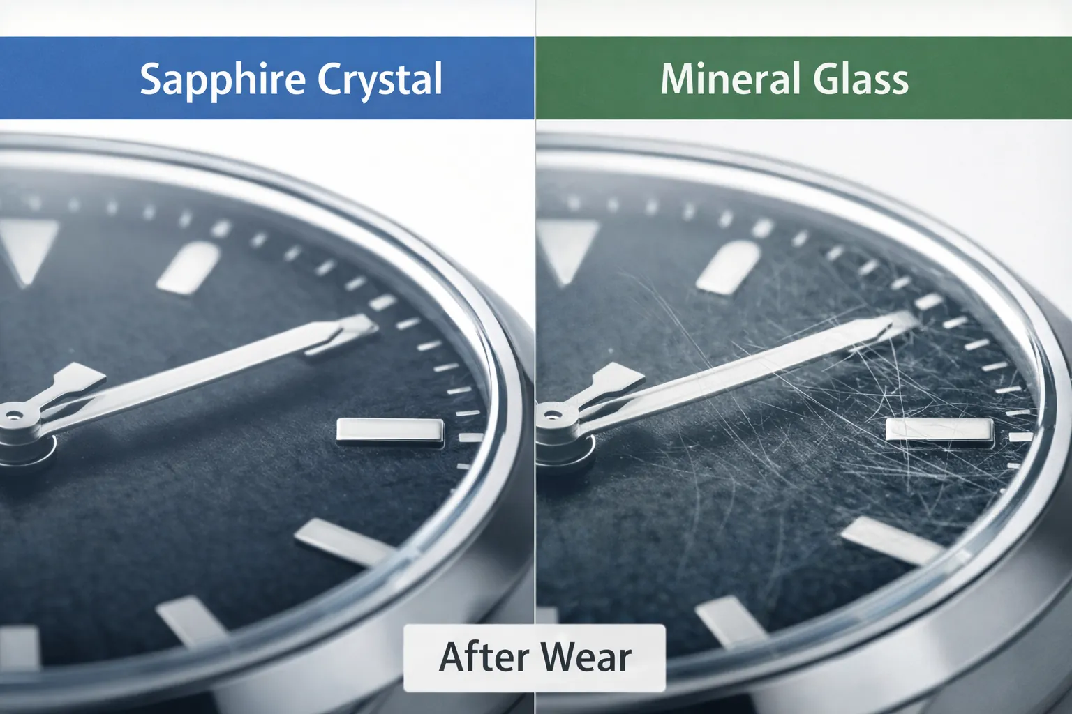 sapphire vs mineral glass scratch resistance comparison after daily wear