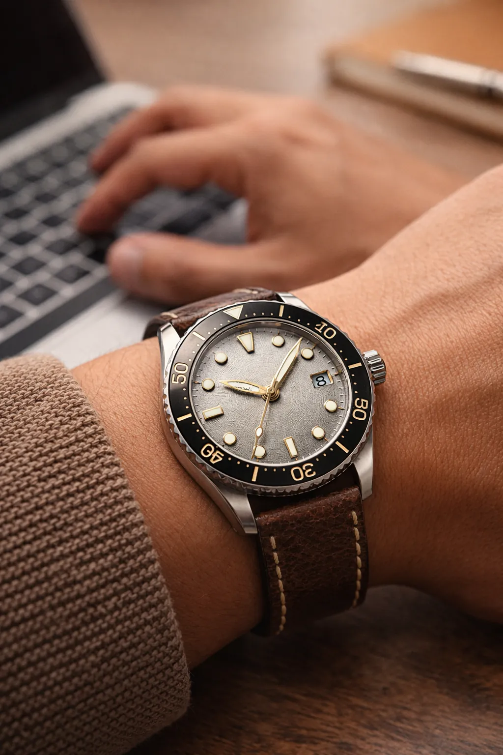 Wristwatch being worn during everyday activity