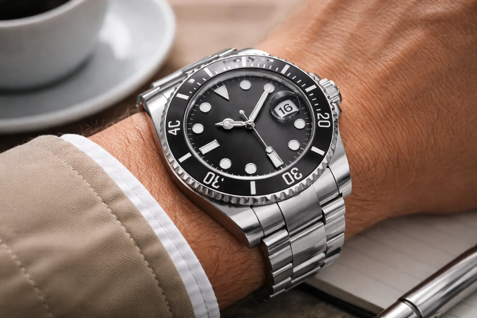A watch on wrist during daily wear, representing real-life convenience