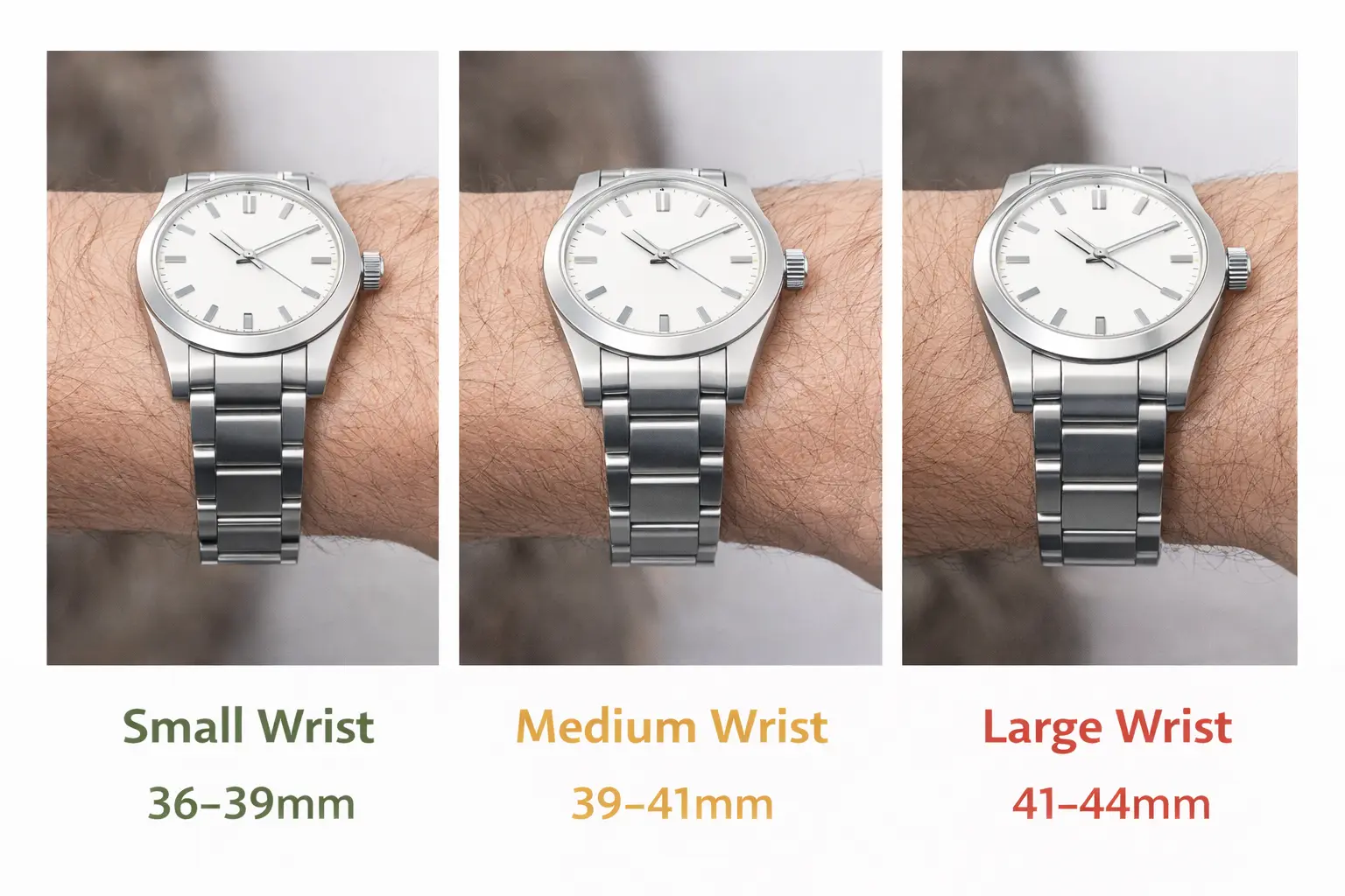 Small, medium, large wrist watch size recommendations