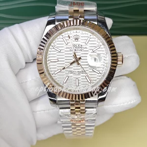 Replica Rolex Datejust 126331 41mm Silver Fluted Dial Rose Gold Jubilee Bracelet