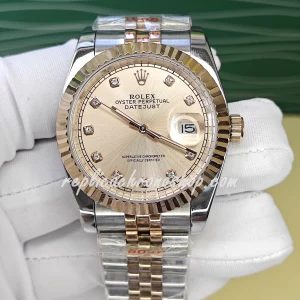 Replica Rolex Datejust 126331 – Luxury Rose Gold & Stainless Steel Watch with Diamond Dial and Jubilee Bracelet