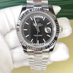 Replica Rolex Day-Date 228239 40mm Black Dial Stainless Steel Swiss Automatic