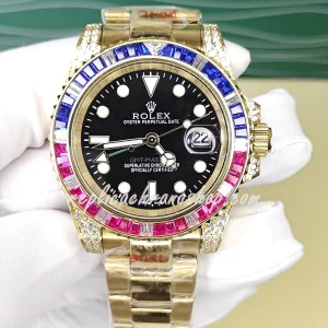 Replica Rolex GMT-Master II 116758SARU | 18K Gold-Plated Stainless Steel & Sapphire Ruby Bezel Super Clone Watch