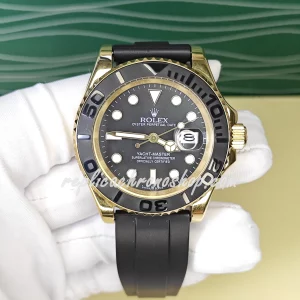 Replica Rolex Yacht-Master 116655 – Elegant 18K Gold-Tone Timepiece with Oysterflex Strap
