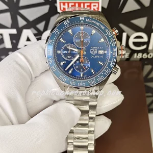 Replica TAG Heuer Formula 1 CAZ201G.BA0876 Chronograph Watch - Blue Dial, Ceramic Bezel, Stainless Steel Bracelet