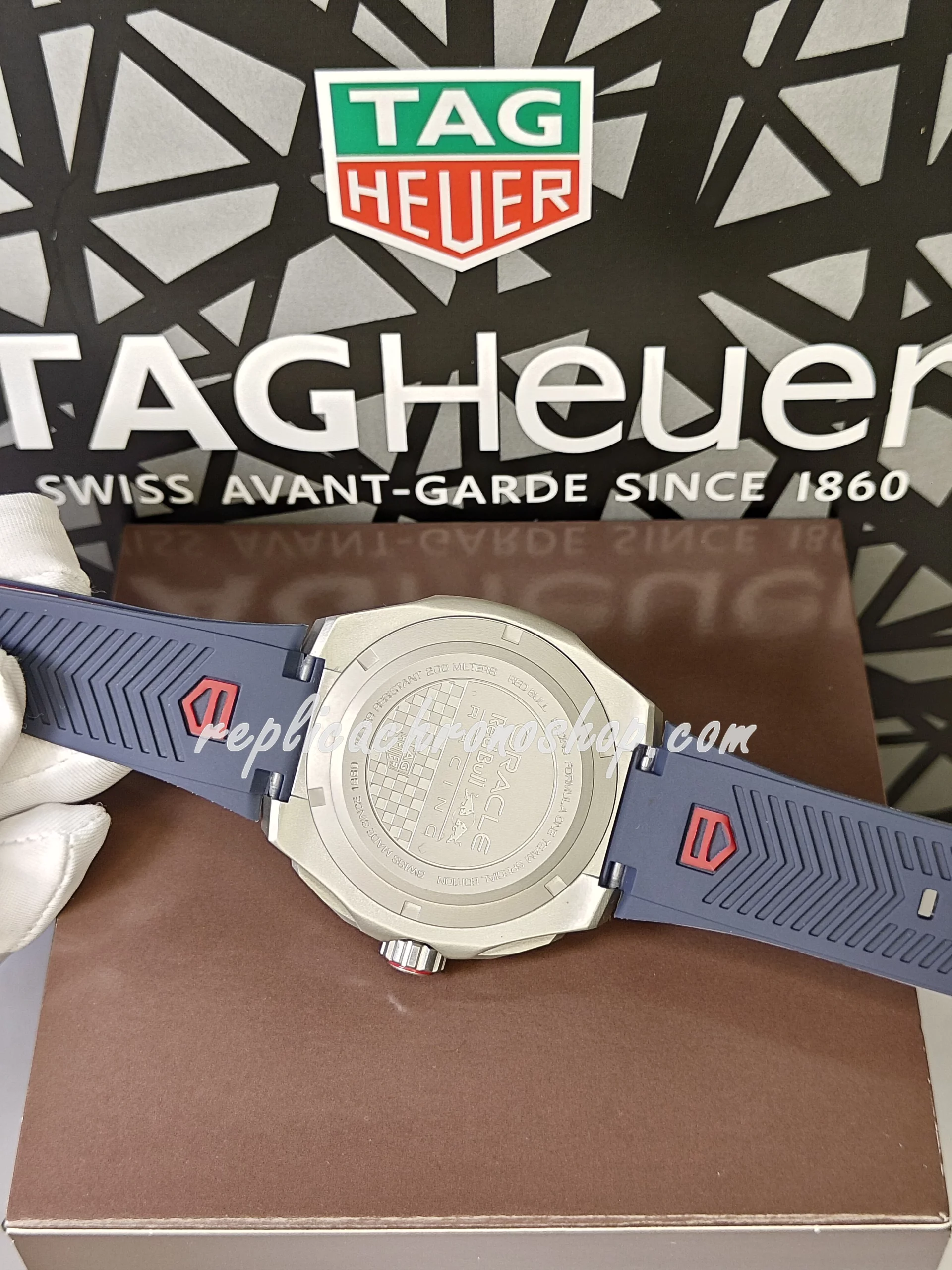 Replica TAG Heuer FORMULA 1 Swiss Automatic Chronograph Men's Watch - Blue Dial, Ceramic Bezel, Rubber Strap - Image 7
