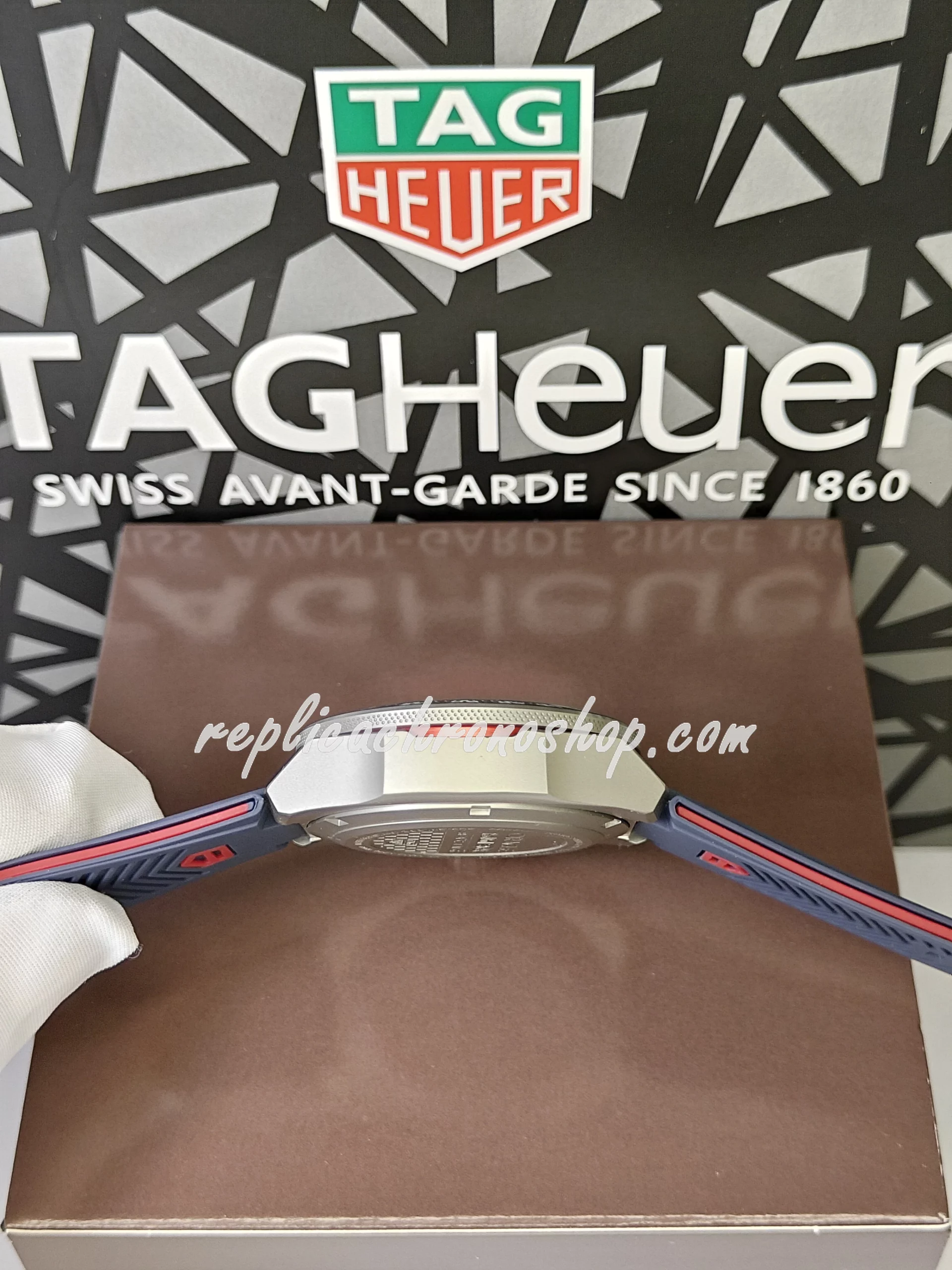 Replica TAG Heuer FORMULA 1 Swiss Automatic Chronograph Men's Watch - Blue Dial, Ceramic Bezel, Rubber Strap - Image 6