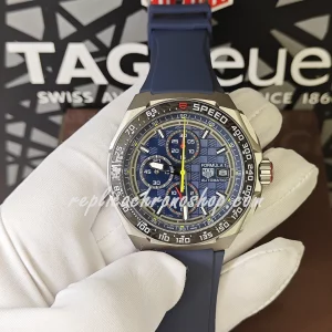 Replica TAG Heuer FORMULA 1 Swiss Automatic Chronograph Men's Watch - Blue Dial, Ceramic Bezel, Rubber Strap