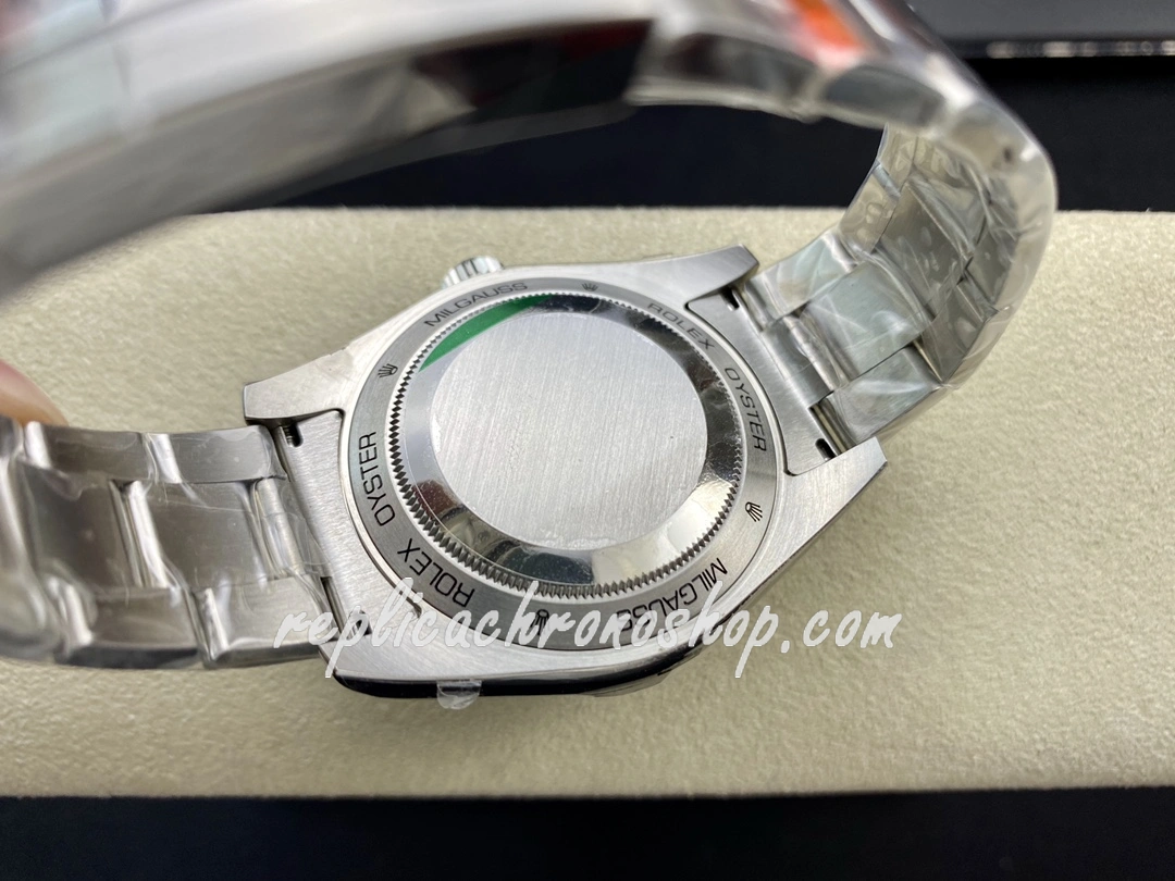 Best Replica 40mm Rolex Milgauss Style Black Dial Green Tint Crystal Automatic 904L Stainless Steel Sports Luxury Men Watch - Image 7
