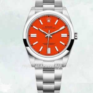 Best Rolex Oyster Perpetual 41mm 124300 Coral Red Dial 904L Steel Super Clone Cal.3230 Luxury Sports Watch