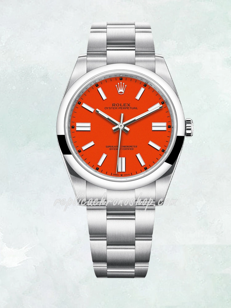Best Rolex Oyster Perpetual 41mm 124300 Coral Red Dial 904L Steel Super Clone Cal.3230 Luxury Sports Watch