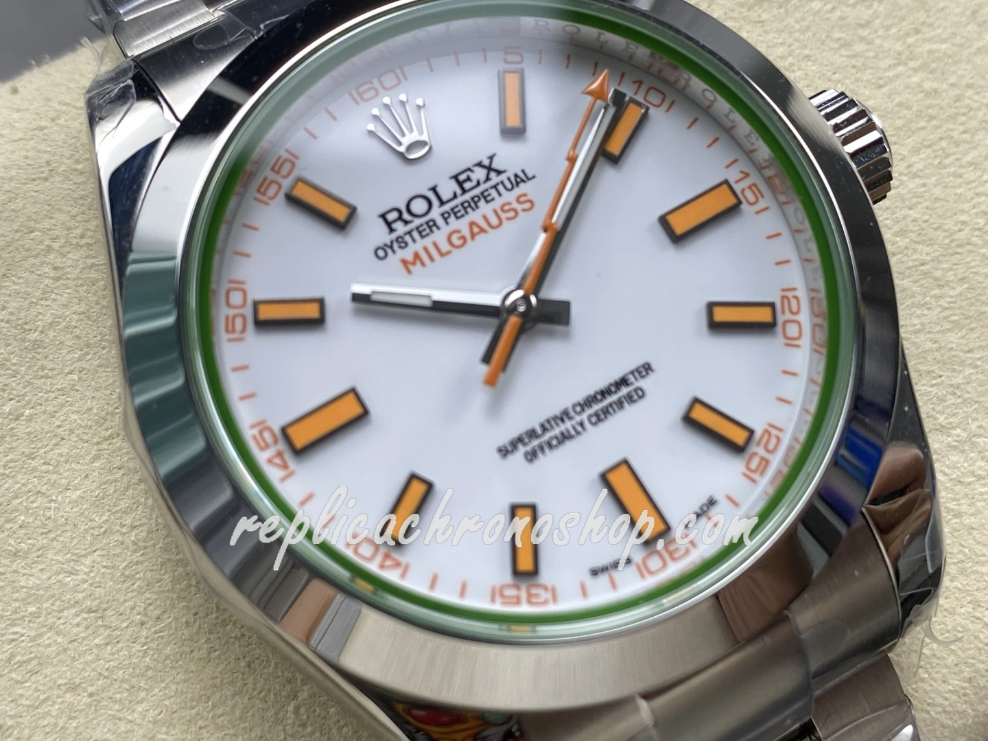 Super Clone Rolex Milgauss M116400-0002 White Dial 36mm 904L Steel Green Sapphire Swiss Cal.3131 Movement Watch - Image 5
