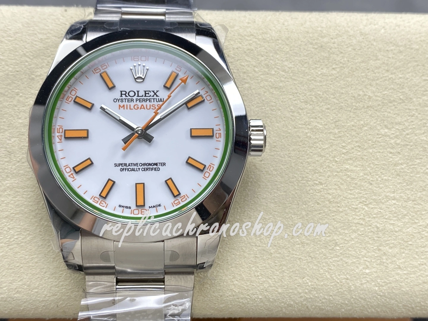Super Clone Rolex Milgauss M116400-0002 White Dial 36mm 904L Steel Green Sapphire Swiss Cal.3131 Movement Watch - Image 2