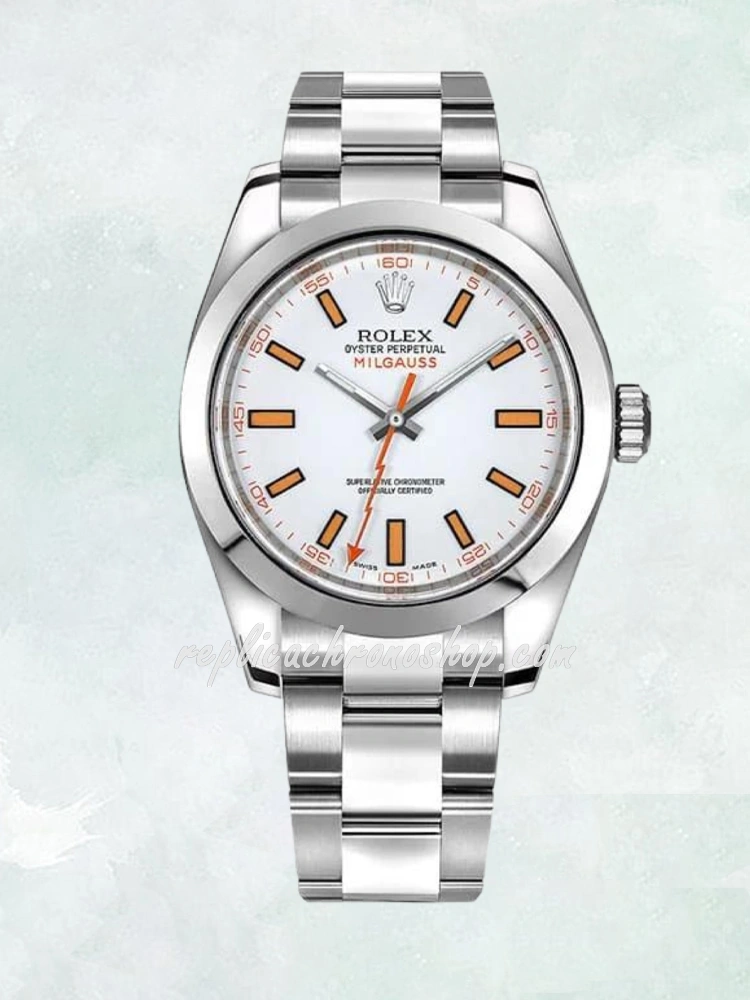 Super Clone Rolex Milgauss M116400-0002 White Dial 36mm 904L Steel Green Sapphire Swiss Cal.3131 Movement Watch