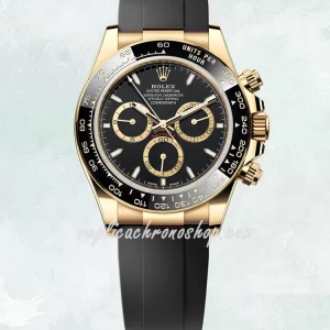 Rolex Daytona 126518LN Super Clone 40mm Black Dial Gold Plated 904L Steel Oysterflex Rubber Strap Cal.4131