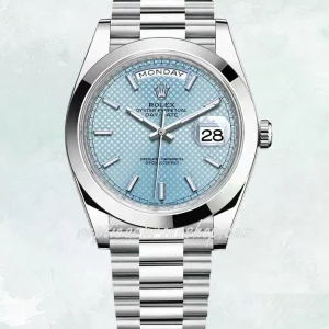Best Super Clone Day-Date 40mm M228206-0004 Ice Blue Motif Dial 904L Steel Swiss Cal.3255 Watch