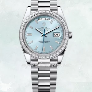 Super Clone Rolex Day-Date 40mm m228396tbr-0002 Ice Blue Dial Diamond Bezel 904L Steel Cal.3255 Automatic Watch